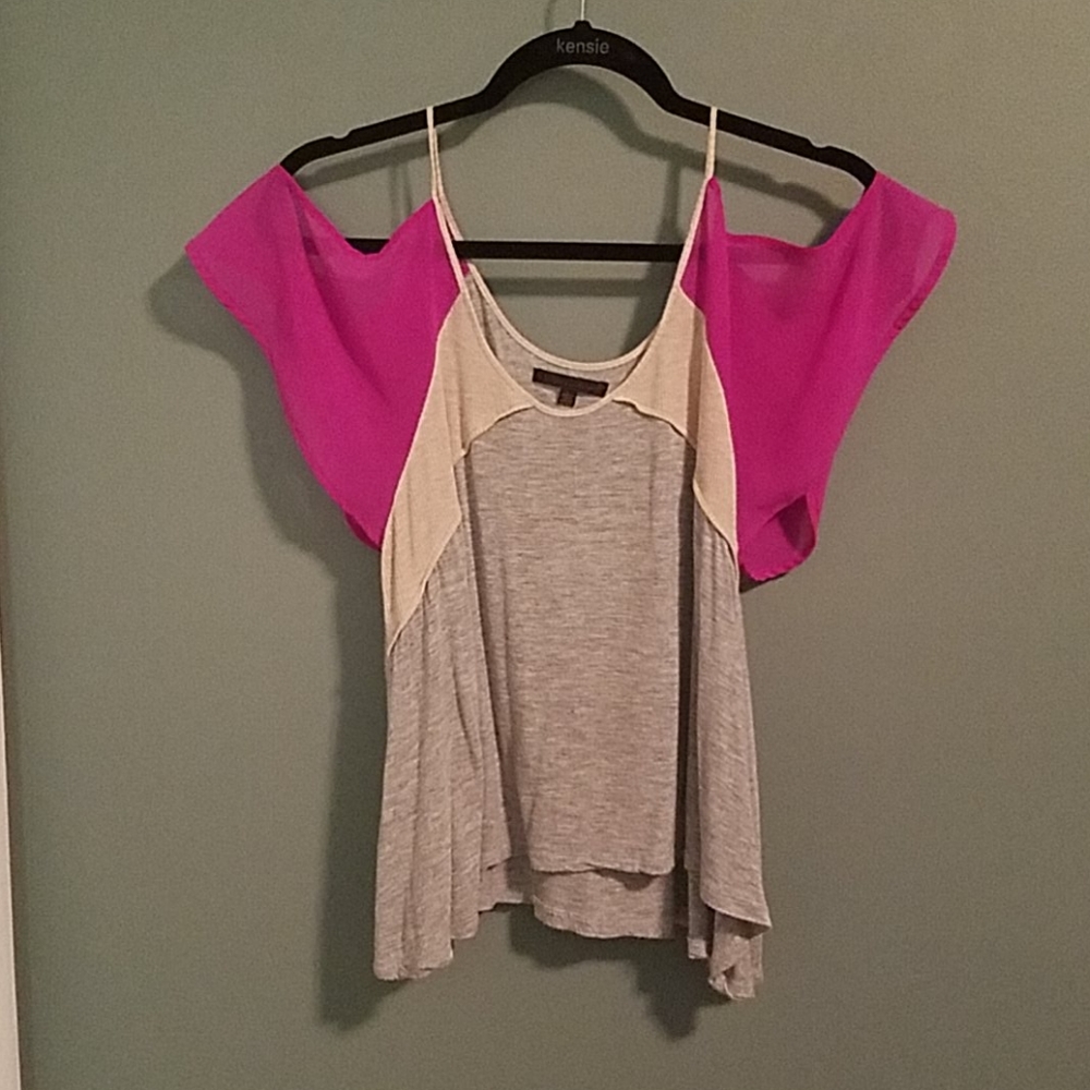 Off the shoulder mixed media crop top